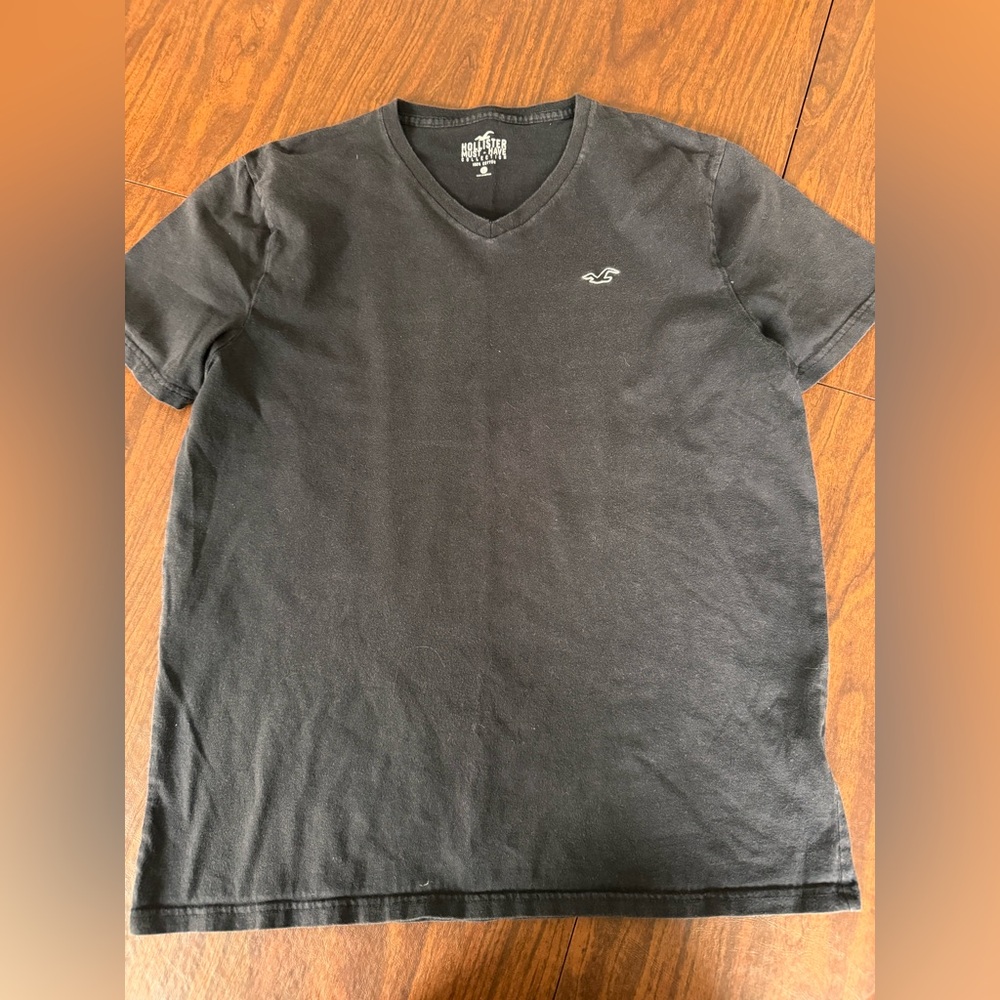 Hollister Grey 100% Cotton V-Neck Short Sleeve Tee Size L